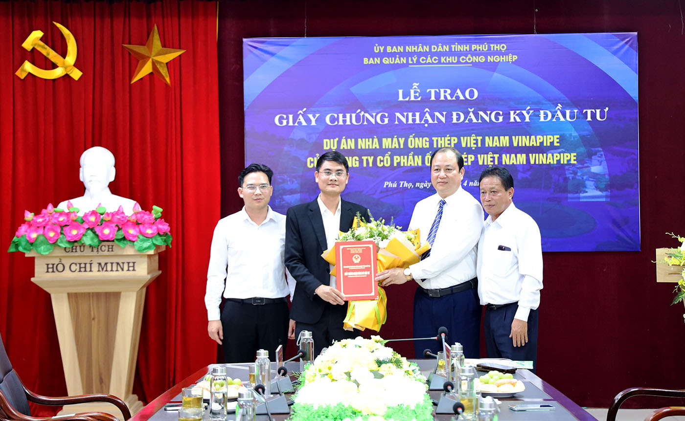 Dự án Nhà máy Ống thép Việt Nam Vinapipe của Vinasteel được cấp Giấy chứng nhận đầu tư